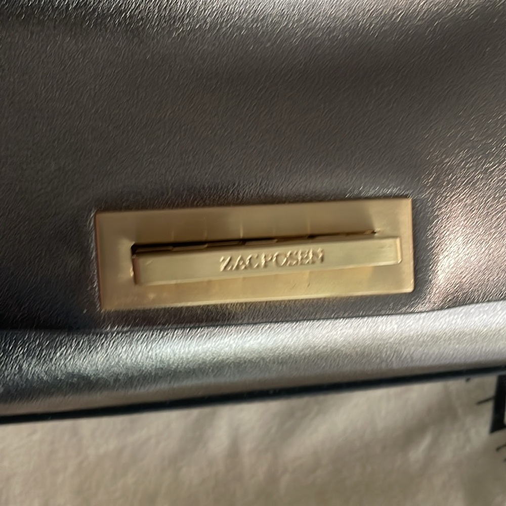 ZAC Zac Posen Eartha Metallic Silver Mini Crossbody Bag $295 Retail dust bag NEW - Picture 5 of 10